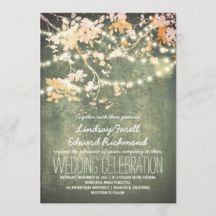 String lights cute and fancy wedding invitations