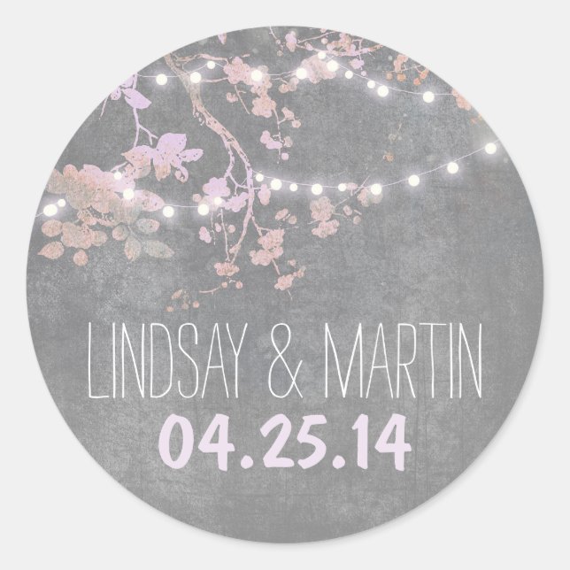 String lights cute and fancy wedding stickers (Front)