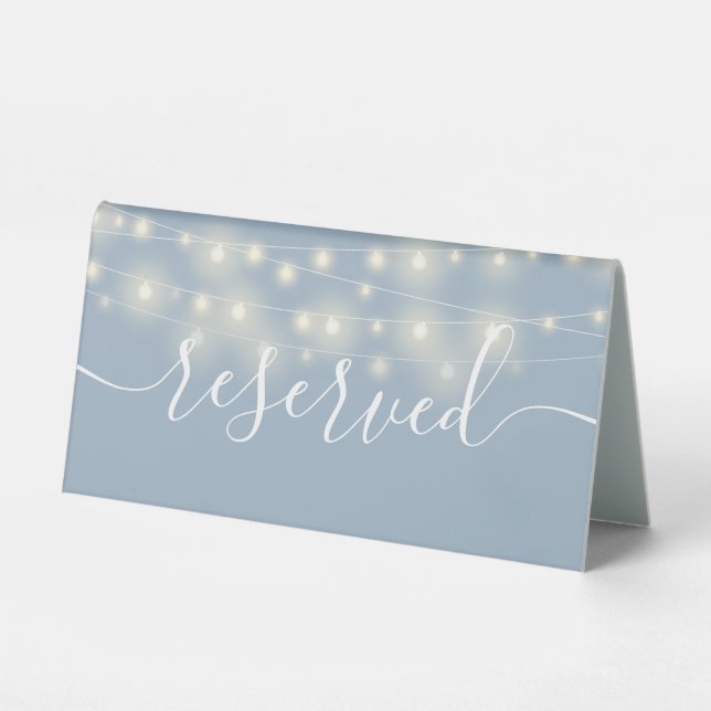 String Lights Dusty Blue Script Reserved (Front)