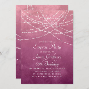 String Lights Dusty Rose Pink Birthday Invitation
