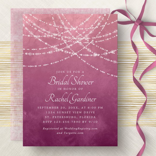 String Lights Dusty Rose Pink Bridal Shower Invitation (Creator Uploaded)