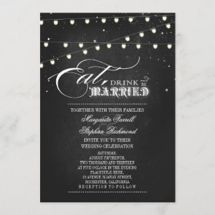 String lights Eat, Drink and Be Married Wedding Invitation