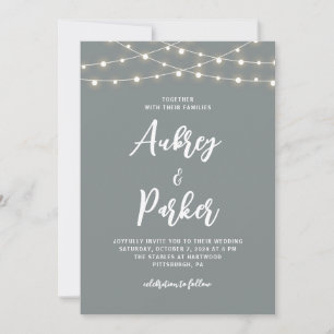 String Lights EDITABLE COLOR Wedding Invitation