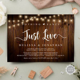 String Lights, Elopement, Nothing Fancy Just Love Invitation