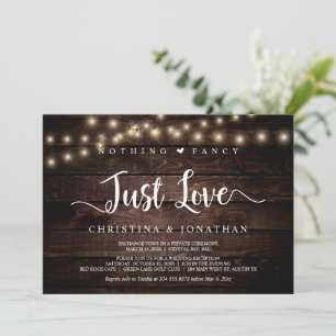 String Lights, Elopement, Nothing Fancy Just Love Invitation