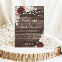 String Lights Eucalyptus & Burgundy Rustic Wedding