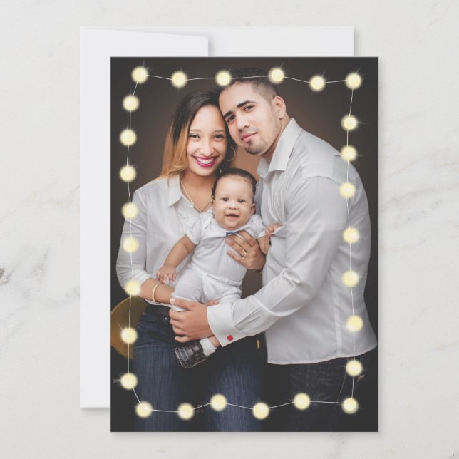 String lights family photo Christmas card (Front)