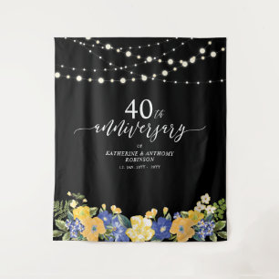 String Lights & Flowers 40th Wedding Anniversary Tapestry