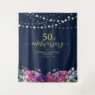String Lights & Flowers 50th Wedding Anniversary T Tapestry