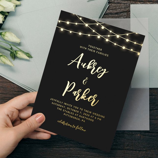 String Lights FOIL Custom Colour Wedding Invitatio (Creator Uploaded)
