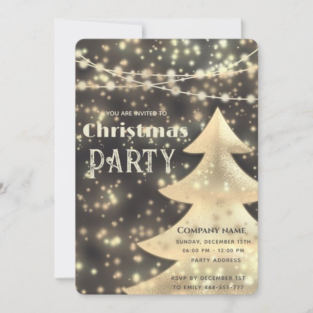 string lights  gold  corporate Christmas party Invitation (Front)
