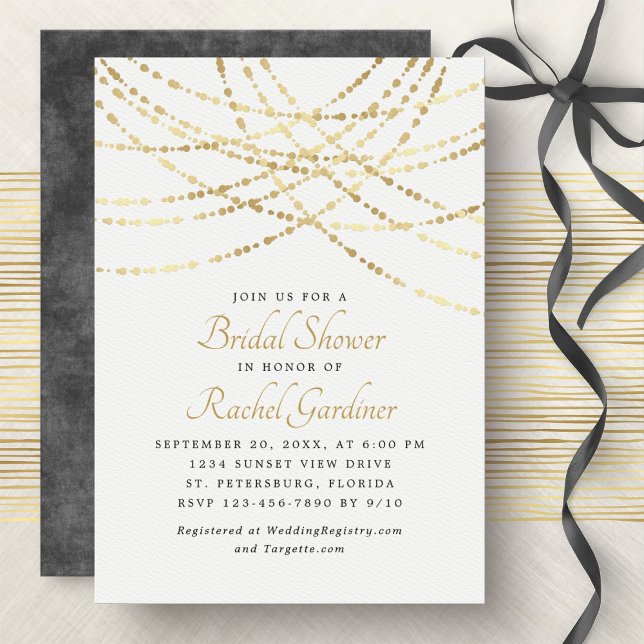 String Lights Gold Elegant Bridal Shower Invitation (Creator Uploaded)