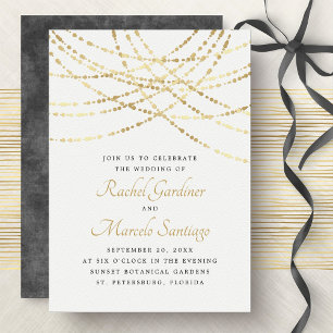 String Lights Gold Elegant Wedding Invitation