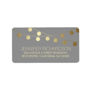 String Lights Gold Foil Wedding Label