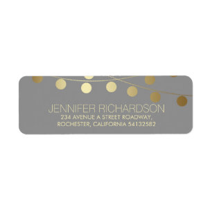 String Lights Gold Foil Wedding Return Address Label