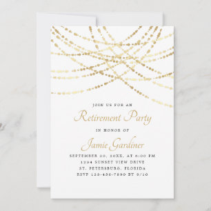 String Lights Gold Retirement Party Invitation