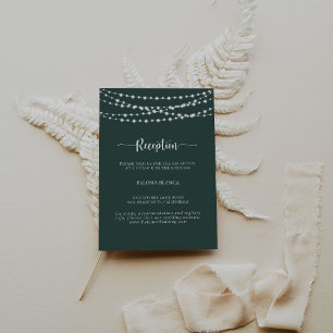 String Lights Green Wedding Reception Enclosure Card