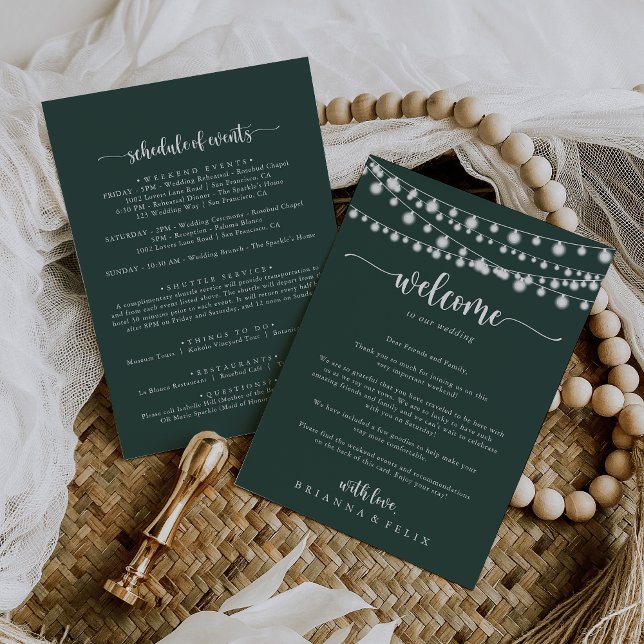 String Lights Green Wedding Welcome Letter (Creator Uploaded)