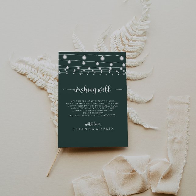 String Lights Green Wedding Wishing Well  Enclosure Card (Creator Uploaded)
