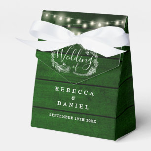 String Lights Green Wood Floral Rustic Wedding Favour Box