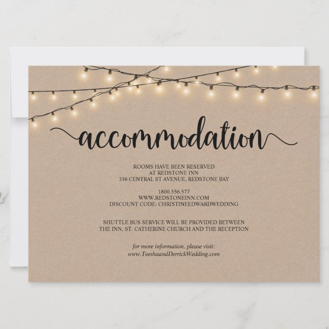 String Lights Kraft, Accommodation Enclosed Card (Front)