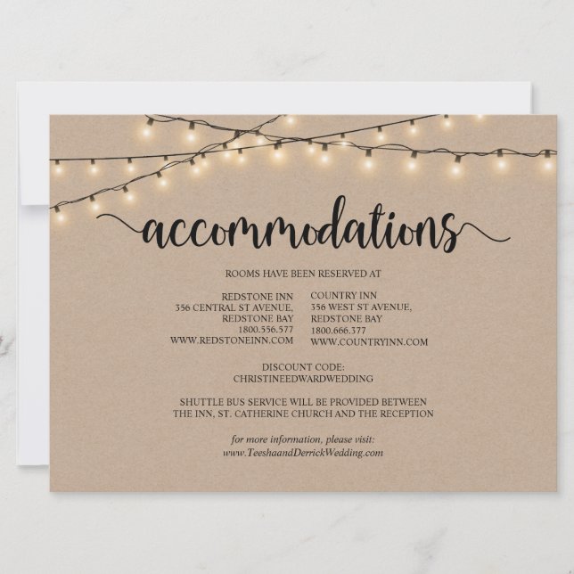 String Lights Kraft, Accommodation Enclosed Card (Front)
