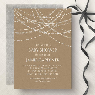 String Lights Kraft Baby Shower Gender Neutral Invitation