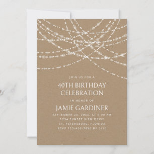 String Lights Kraft Birthday Invitation