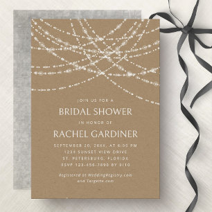 String Lights Kraft Bridal Shower Invitation