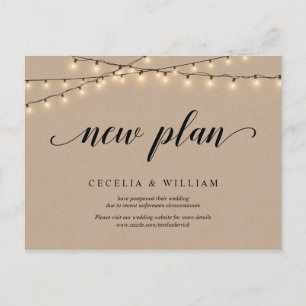 String Lights, Kraft, New Plan, Wedding Postponed Postcard