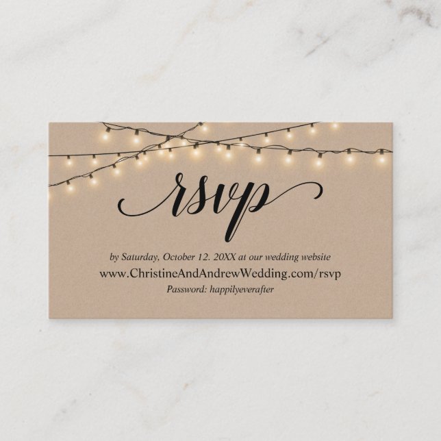 String Lights Kraft, RSVP respond Enclosure Card (Front)