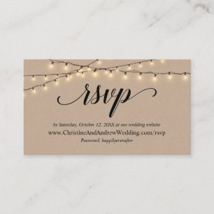 String Lights Kraft, RSVP respond Enclosure Card