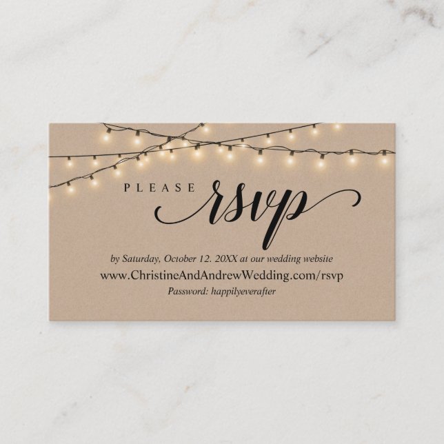 String Lights Kraft, RSVP respond Enclosure Card (Front)