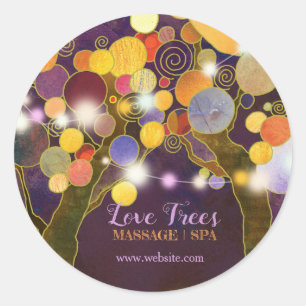 String Lights Love Trees in Purple Business Classic Round Sticker
