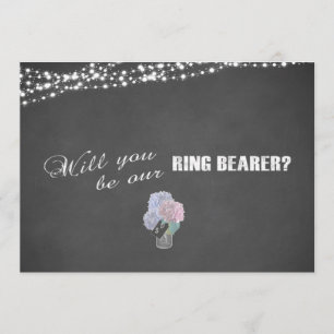 String Lights Mason Jar Chalkboard RING BEARER Invitation