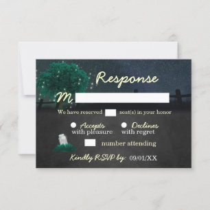 String Lights Mason Jar Firefly Wedding RSVP Cards