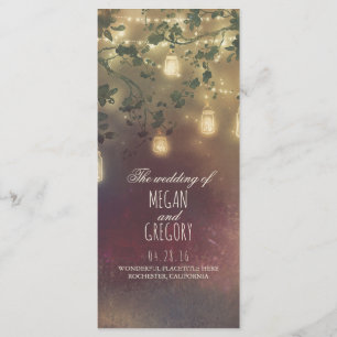 String Lights Mason Jar Rustic Wedding Programs