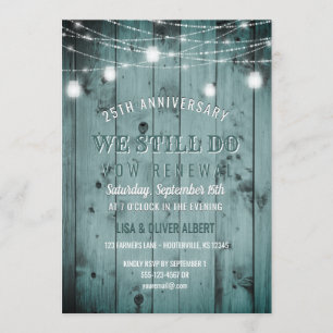 String Lights Mason Jar Rustic Wood Vow Renewal Invitation