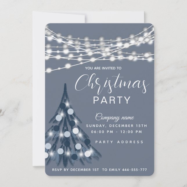 String lights modern corporate Christmas party  Invitation (Front)