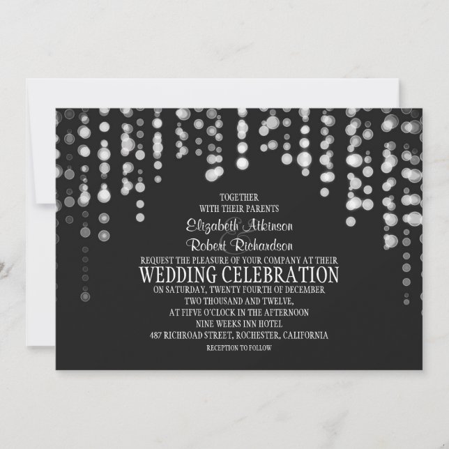 string lights modern wedding invitation (Front)