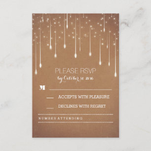 string lights modern wedding RSVP cards