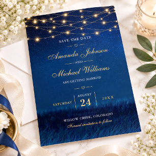 String Lights Navy Blue Starry Night Wedding Save The Date