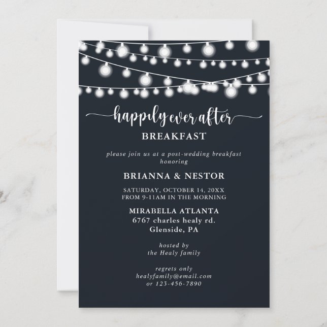 String Lights Night Before Rehearsal Dinner  Invitation (Back)