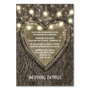 String Lights + Oak Tree Wedding Reception Cards