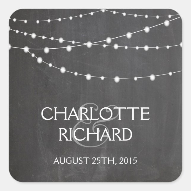 String lights on chalkboard personalised stickers (Front)