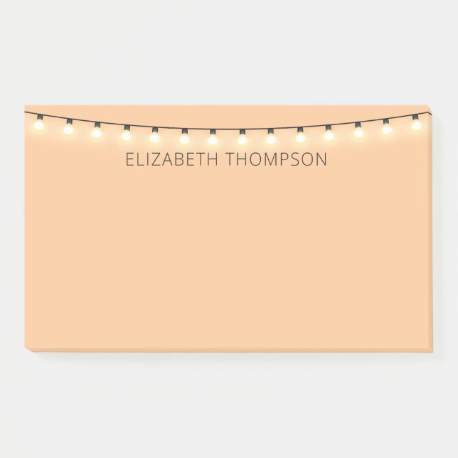 String Lights on peach orange Post-It Notes (Front)