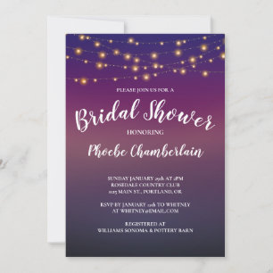 String Lights on Purple Bold Bridal Shower Invitation
