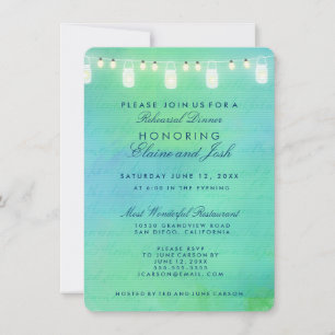 String lights on the water Rehearsal Dinner Invitation