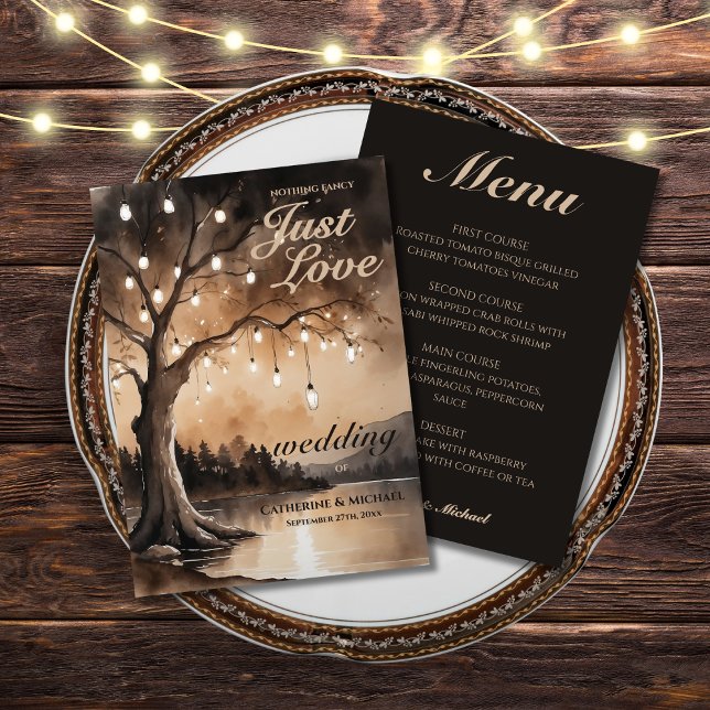 String Lights On Tree Romantic Country Wedding  Menu (Creator Uploaded)