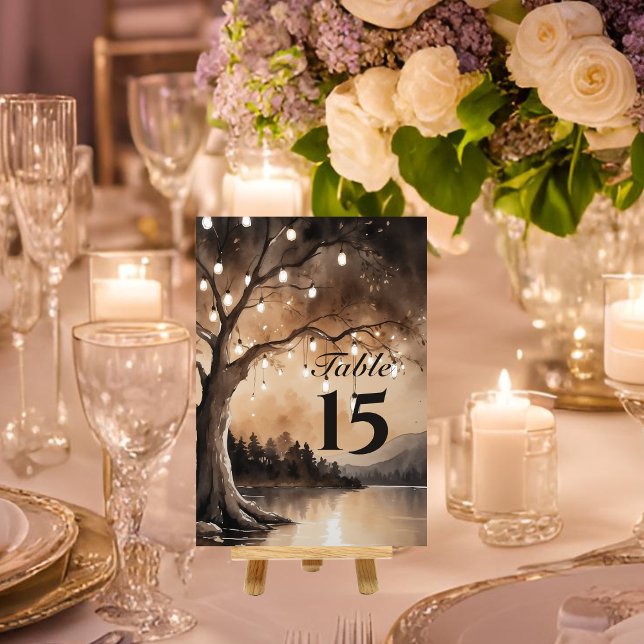 String Lights On Tree Romantic Country Wedding  Table Number (Creator Uploaded)